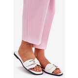 Boto Flat Women's Sandals With Golden Buckle White Esiobb | shoptok.hr