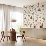  Foto tapeta - African Composition - Animals for the Children\'s Room on a Paper Background 350x256 Vodootporna | shoptok.hr