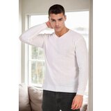 Dewberry 41878 V Neck Mens Sweater-WHITE Cene