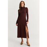Cool & Sexy Women's Brown Turtleneck Midi Dress HOR15 Cene
