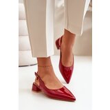 Kesi Patent leather ballerinas with low heels with pointed noses burgundy Anarinne Cene