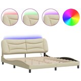  Posteljni okvir z LED lučkami krem 180x200 cm blago, (21095082) | Shoptok.si