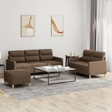  3-dijelni set sofa s jastucima smeđi od tkanine | shoptok.hr