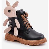 Kesi Leather Insulated Children's Boots With Zipper And Bear Black 36261 | shoptok.hr