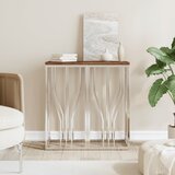 Maison Chic konzolna miza - miza ob steni srebrna nerjaveče jeklo in trden predelan les, (21785780) | Shoptok.si