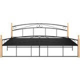 Kovina Posteljni okvir črna kovina in trdna hrastovina 200x200 cm | Shoptok.si