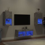  4-dijelni zidni TV ormarići s LED svjetlima siva boja betona | Eponuda.ba