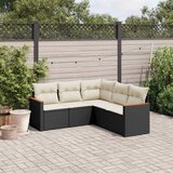 Maison Chic Seti vrtnega pohištva - Vrtna garnitura - Vrtni pohištvo set 5-delna z blazinami črn poli ratan, (21817349) | Shoptok.si