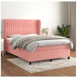 vidaXL Box spring postelja z vzmetnico roza 140x190 cm žamet Cene