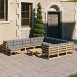  Sedežna garnitura 12-delna z blazinami črna borovina | Shoptok.si