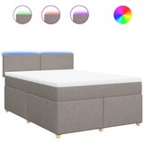 vidaXL Box spring postelja z vzmetnico taupe 140x190 cm blago, (21304350) | Shoptok.si