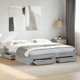 Maison Chic Posteljni okvir - Dvoposteljna postelja - Zakonska postelja s predali siva sonoma 200x200 cm inženirski les, (21696727) | Shoptok.si
