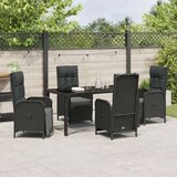 vidaXL Set od 5 komada vrtnih stolova s jastučićima crni poli ratan | shoptok.hr
