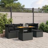 Maison Chic Seti vrtnega pohištva - Vrtna garnitura - Vrtni pohištvo set 6-delna z blazinami črna poli ratan, (21803871) | Shoptok.si