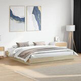 Maison Chic Posteljni okvir - Dvoposteljna postelja - Zakonska postelja z LED diodami sonoma hrast 180x200 cm, (21694323) | Shoptok.si