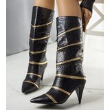 Gemre Black and gold insulated Nevzo heeled boots | shoptok.hr