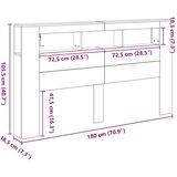  Posteljna glava s LED lučmi Črna hrast 180x18,5x103,5 cm | Shoptok.si