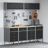  Set s radnim ormarićem i pločom s kukama 10 komada crna MDF i metal | shoptok.hr
