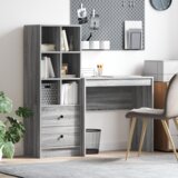 vidaXL pisarna s shrambo Siva sonoma Inženirski les | Shoptok.si