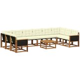 vidaXL Zunanja garnitura za sedenje 11 pcs Naravna in smetana, (5000281840) | Shoptok.si