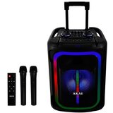 Akai karaoke 800W PMPO, FM, LED, 15", daljinsk, kolica-ručka, 2xbež mik, ABTS-15 | shoptok.hr