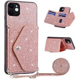 INORCO Za iPhone 11 6,1-palčni PU usnje + TPU bleščeč prah, ovitek za telefon, trikotno držalo za kartice, etui za telefon s stojalom, (22034739) Cene