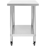 vidaXL Kuhinjski radni stol s kotačima 100x60x85 cm nehrđajući čelik | shoptok.hr