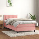 The Living Store Box spring postelja z vzmetnico roza 100x200 cm žamet - Box Spring Postelja, (21492171) Cene