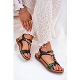 ARTIKER Flat Women's Sandals With Woven Strap And Decoration Black | Shoptok.si