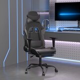  Igraća stolica od umjetne kože s osloncem za noge Crna i siva | shoptok.hr