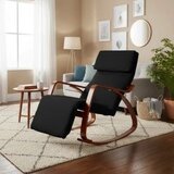 ModernHome TXRC-03 Oreh – Stol za ljuljanje s nastavljivim osloncem za noge, leseni okvir, nosilnost 120 kg | Shoptok.si