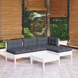 The Living Store Vrtna sedežna garnitura 5-delna z blazinami bela borovina - Vrtna Sedežna Garnitura, (21478093) | Shoptok.si