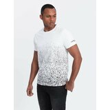 Ombre Men's cotton t-shirt with gradient print - white cene