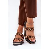 Boto Women's leopard print platform sandals with straps and buckles brown Ziferte | Shoptok.si