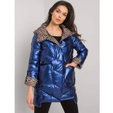 Fashion Hunters Dark blue winter jacket with hood from Gerardine Cene