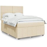  Krevet s oprugama i madracem krem 140x200 cm od tkanine | shoptok.hr
