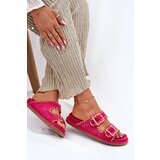 Boto Ladies Slippers With Buckles And Decorative Trimming Fuchsia Visley | Shoptok.si