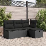  Vrtni tabure s jastukom crni 55 x 55 x 37 cm od poliratana | shoptok.hr