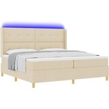  Krevet s opruga kutije s LED trakama Krema 200 x 200 cm tkanina | shoptok.hr