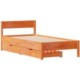 vidaXL Posteljni okvir z vzglavjem voščeno rjava 90x200 cm borovina, (21322336) | Shoptok.si