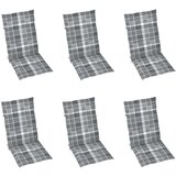  Vrtne stolice sa sivim kariranim jastucima 6 kom od tikovine | shoptok.hr