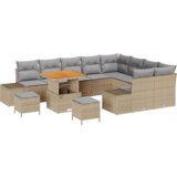  Vrtna garnitura - 12-dijelni set vrtnih sofa s jastučićima bež poli ratan akacija | shoptok.hr