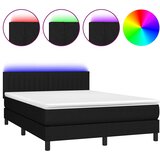  Krevet box spring s madracem LED crni 140x200 cm od tkanine | shoptok.hr