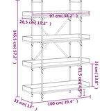  Regal za knjige s 4 razine boja hrasta 100x33x145,5 cm drveni | shoptok.hr