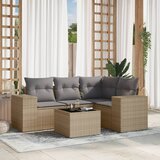 Maison Chic Seti vrtnega pohištva - Vrtna garnitura - Vrtni pohištvo set 5-delna z blazinami bež poli ratan, (21820280) | Shoptok.si
