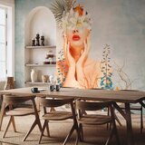  Foto tapeta - Nature in thought - female figure among flowers on a patterned background 400x280 Vodootporna | shoptok.hr