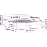  Okvir kreveta s uzglavljem siva boja betona 160x200 cm drveni | shoptok.hr