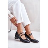 Laura Messi Leather Heels With Straps On The Block Black 2857 | shoptok.hr