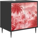  Kupaonski ormar AACHEN Crni hrast 60 x 40 x 61 cm - Ružičasti uzorak palme | shoptok.hr