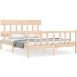 The Living Store Posteljni okvir z vzglavjem trden les - Posteljni Okvir, (21523447) | Shoptok.si